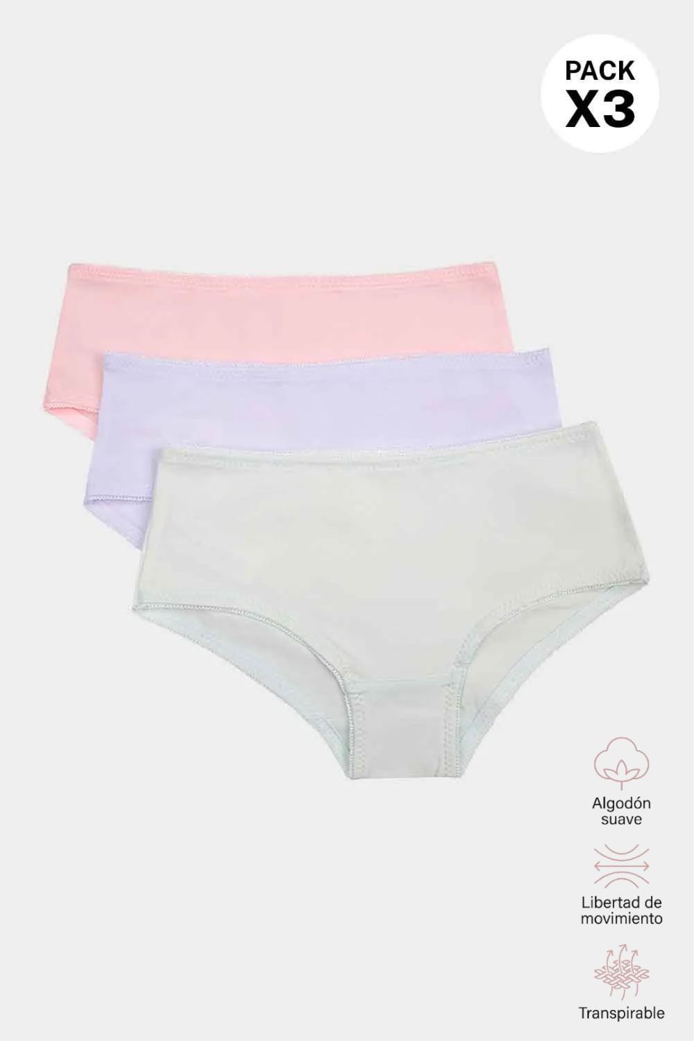 Hipster para niñas confeccionado en algodón paquete x3